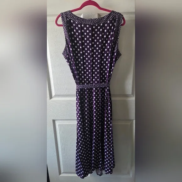 Perceptions Purple Dress with White Polka Dots - Picture 4 of 4